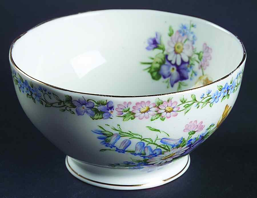 Garland (Smooth Gold Trim) Open Sugar Bowl by Roslyn (England)-1