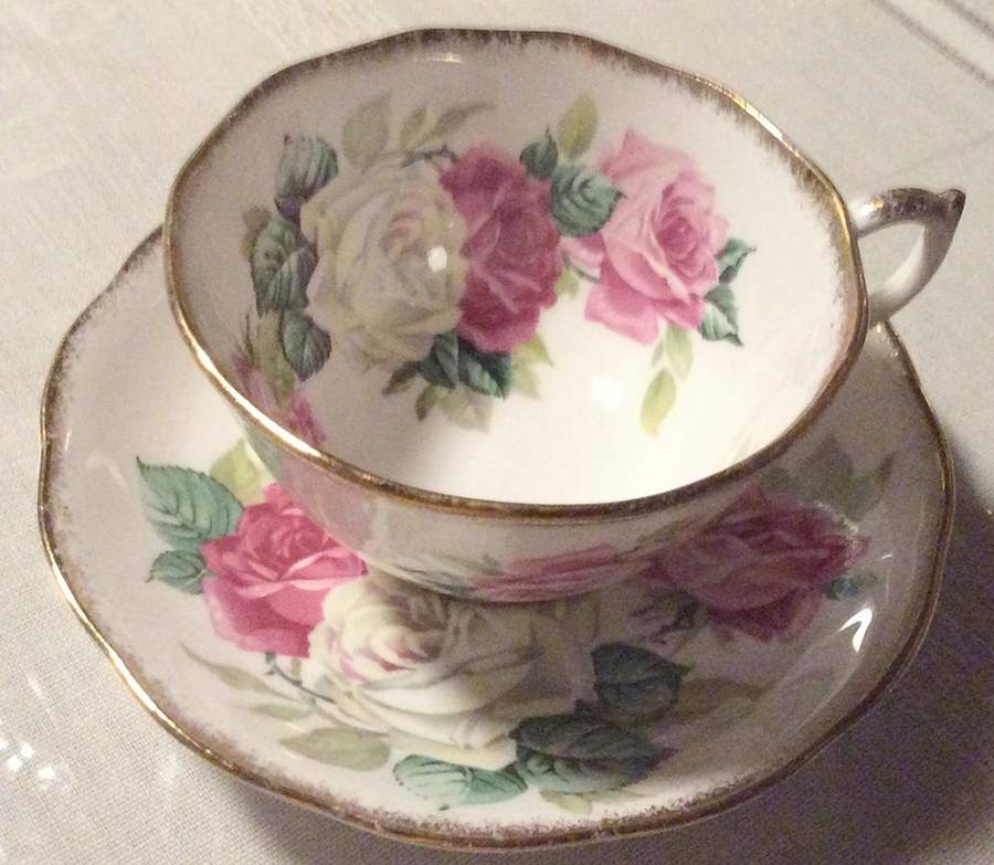 Melody Rose (England) Footed Cup & Saucer Set by Roslyn (England)-1