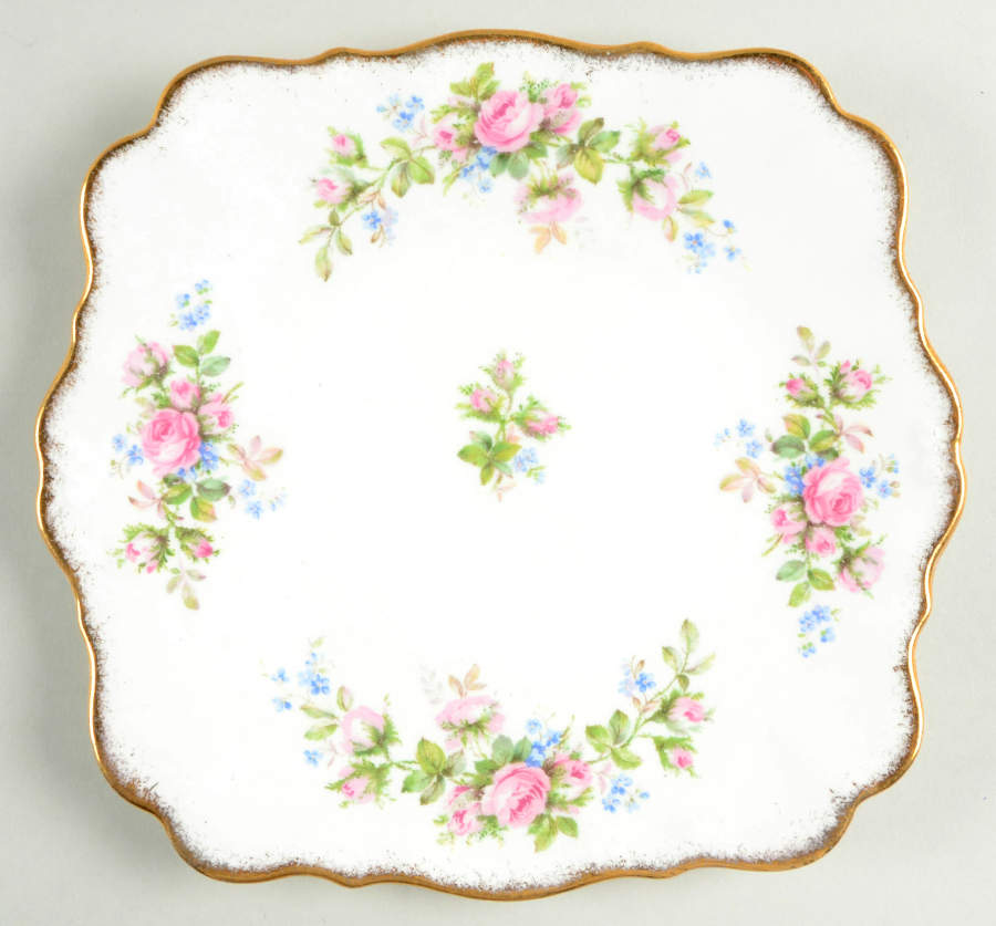 Moss Rose Cookie Plate by Roslyn (England)-1