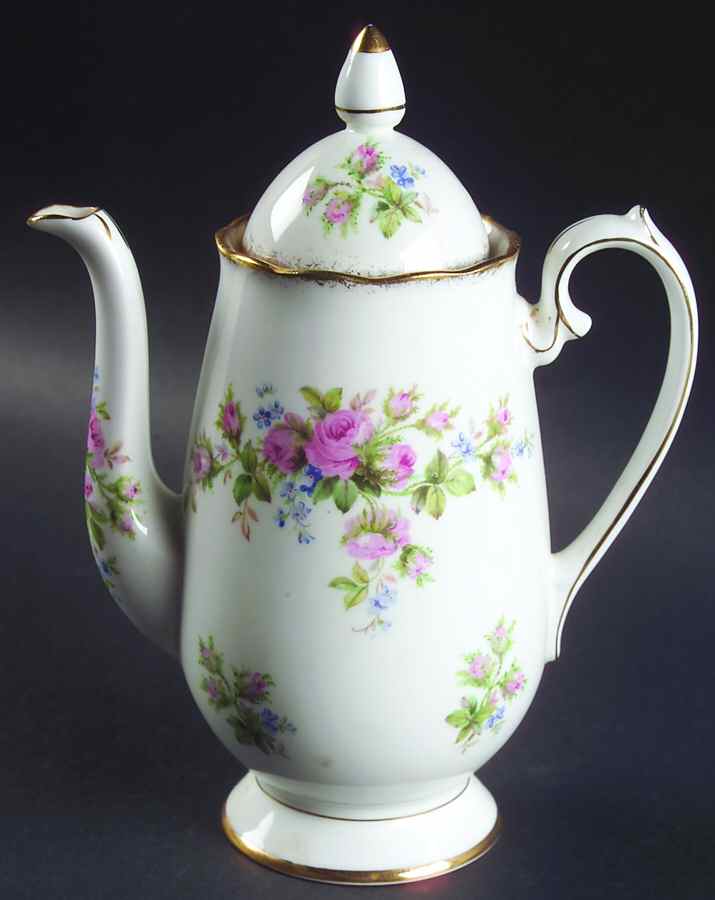 Moss Rose Mini Coffee Pot & Lid by Roslyn (England)-1