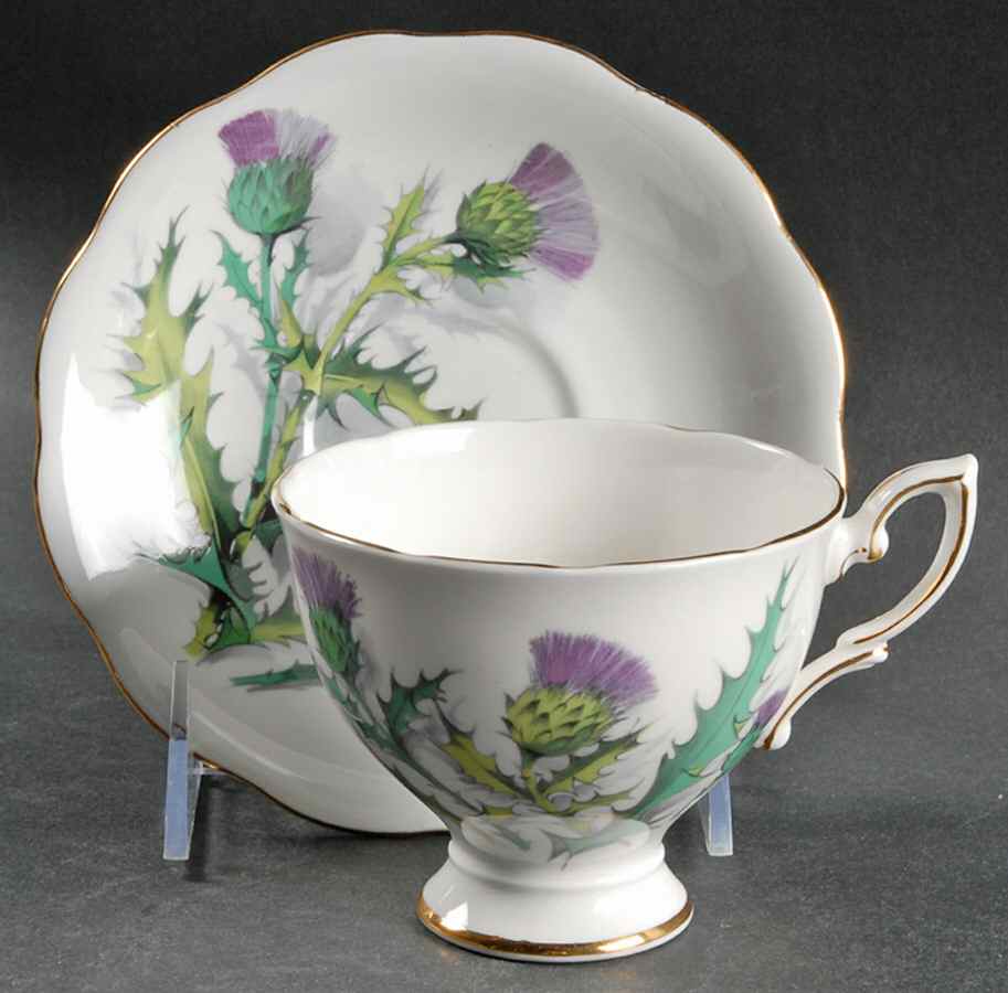 Queen O'Th' Highlands Footed Cup & Saucer Set by Roslyn (England)-1