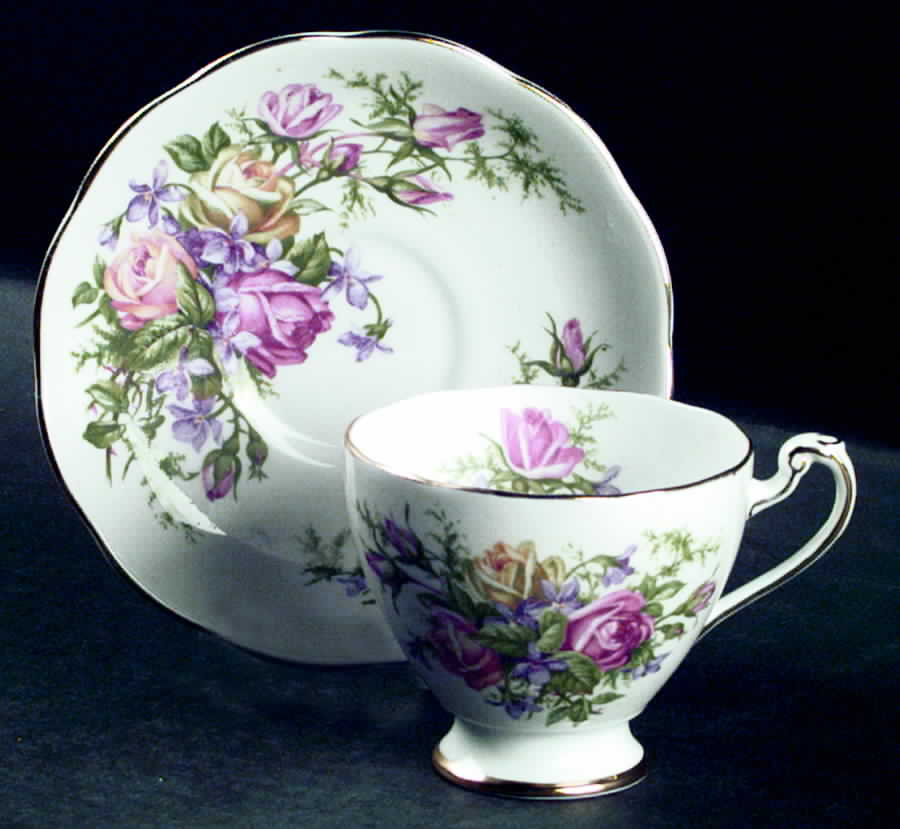 Royal Rose Footed Cup & Saucer Set by Roslyn (England)-1