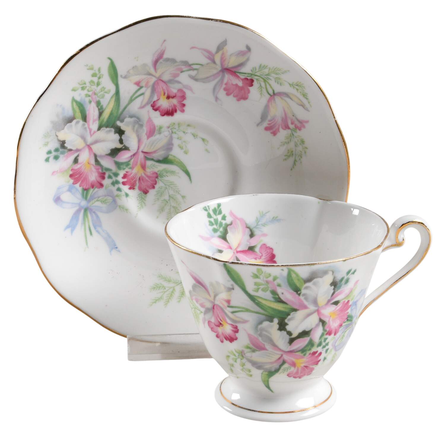 Sweet Romance Footed Cup & Saucer Set by Roslyn (England)-1