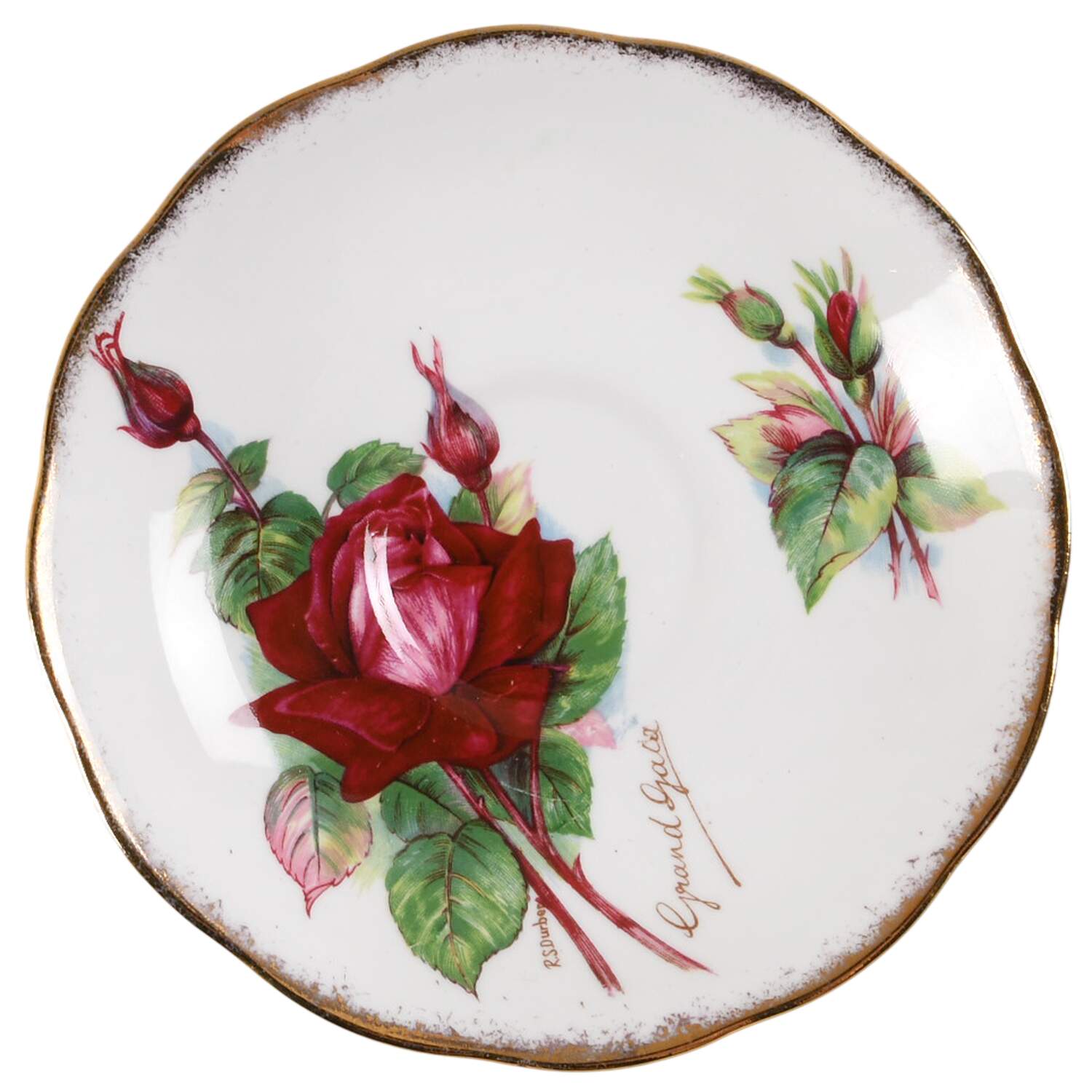 Wheatcroft Roses (England) Saucer for Footed Cup by Roslyn (England)-1