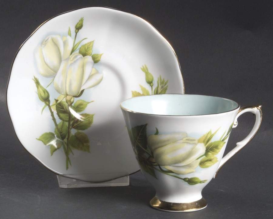 Wheatcroft Roses (England) Footed Cup & Saucer Set by Roslyn (England)-1