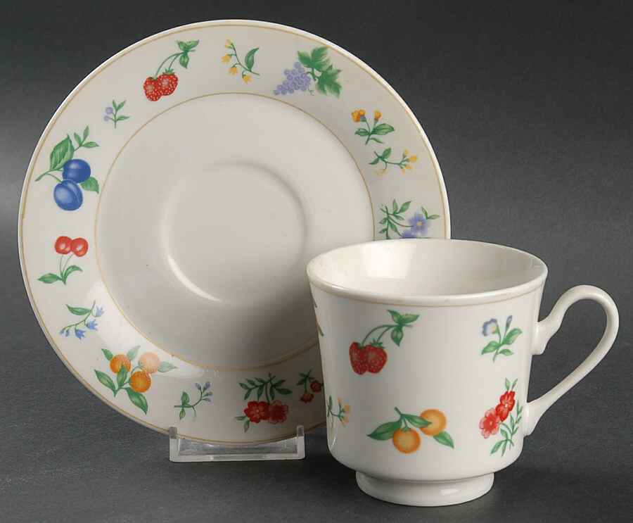 Chelsea (No Trim, Mustard Ring) Footed Cup & Saucer Set by Royal Majestic-1