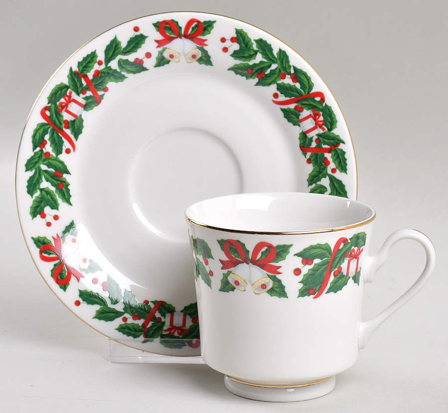 Christmas Joy Footed Cup & Saucer Set by Royal Majestic-1