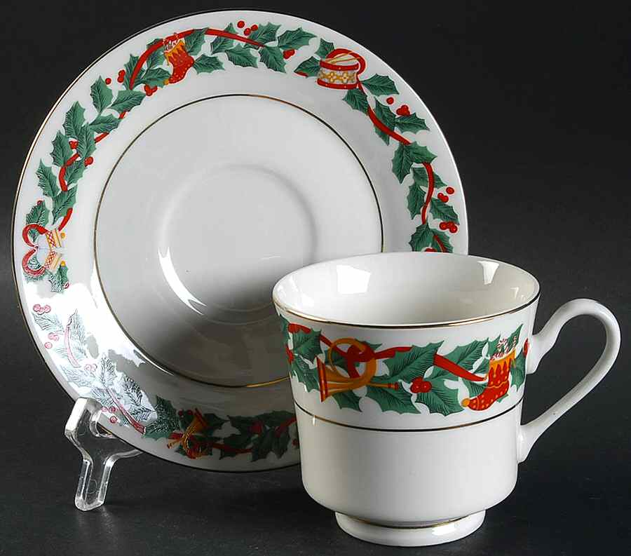 Christmas Eve Footed Cup & Saucer Set by Royal Majestic-1