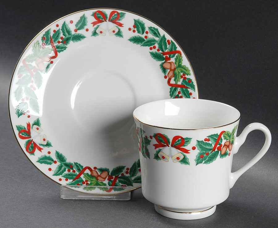 Holiday Cheer Footed Cup & Saucer Set by Royal Majestic-1
