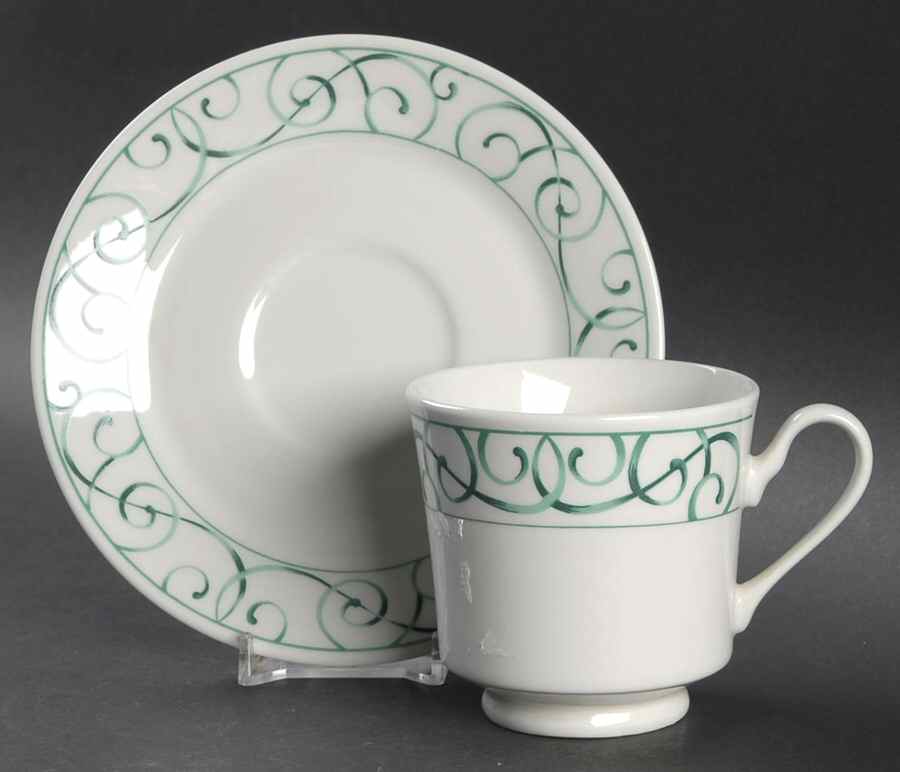 Vienna Green Footed Cup & Saucer Set by Royal Majestic-1