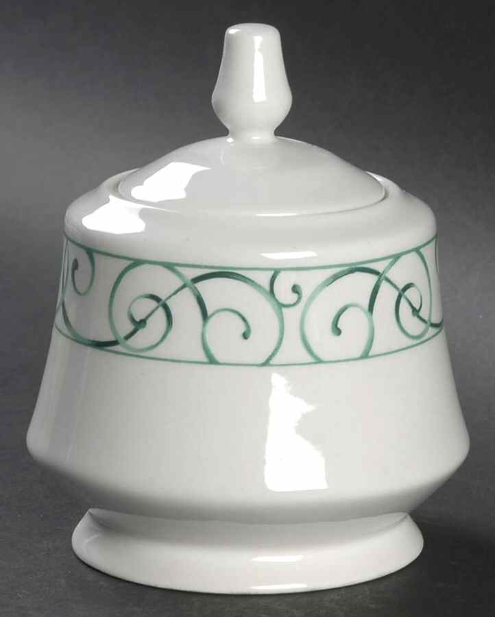 Vienna Green Sugar Bowl & Lid by Royal Majestic-1