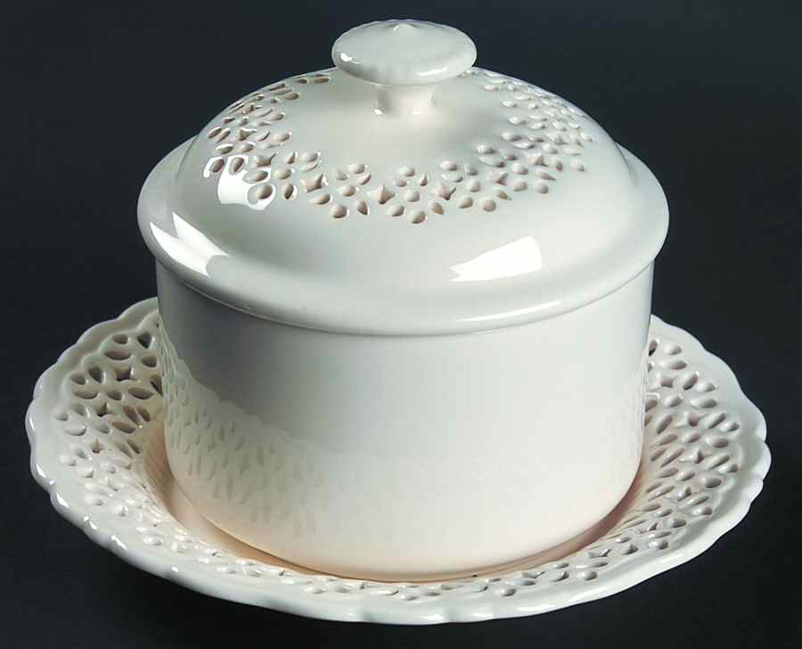 Classics Butter Tub with Lid & Stand by Royal Creamware-1