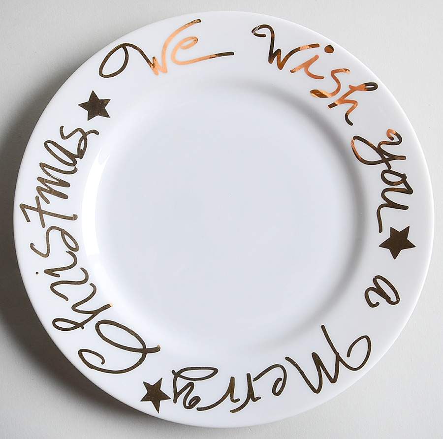 We Wish You A Merry Christmas Dessert/Pie Plate by Rosanna-1