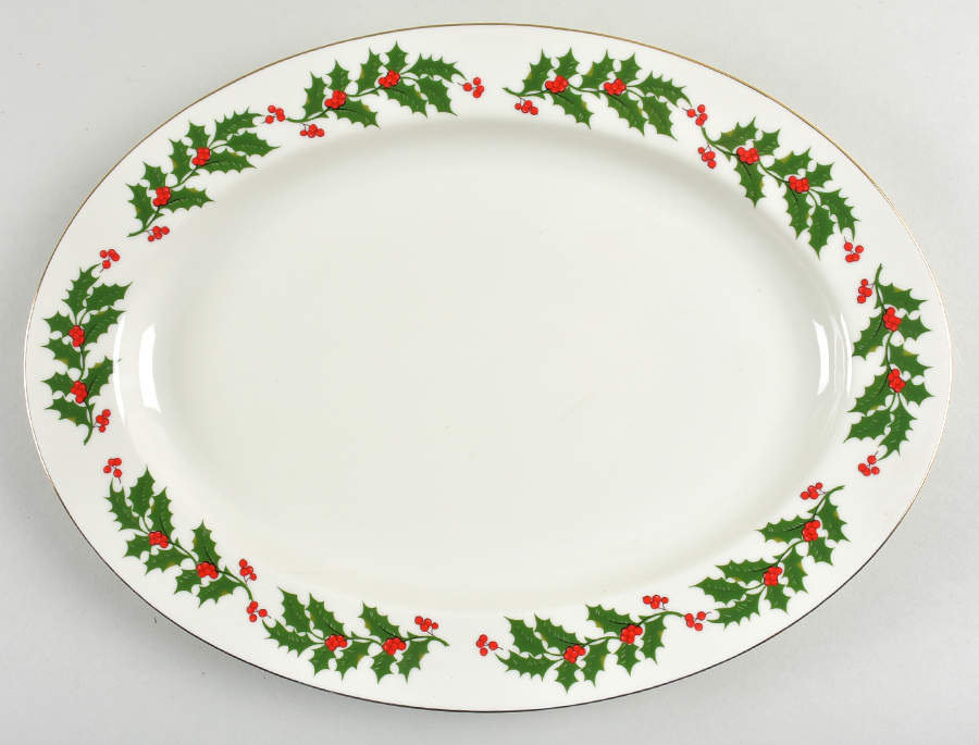 Ivory Holly 14" Oval Serving Platter by Ranmaru-1