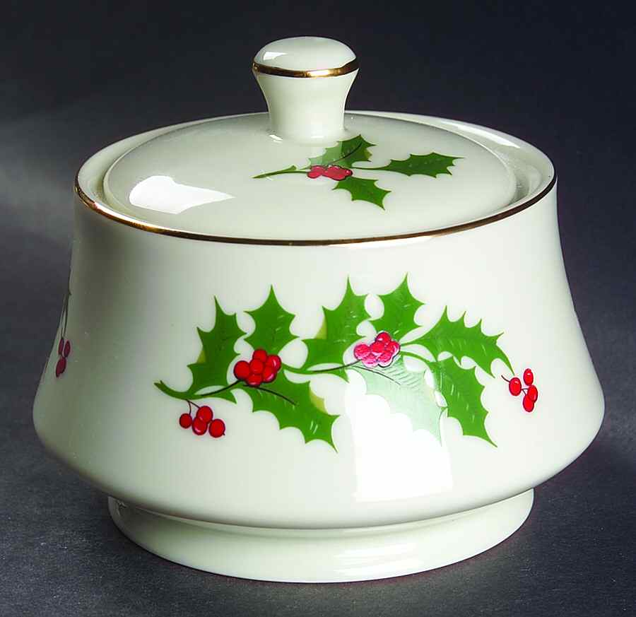 Ivory Holly Sugar Bowl & Lid by Ranmaru-1