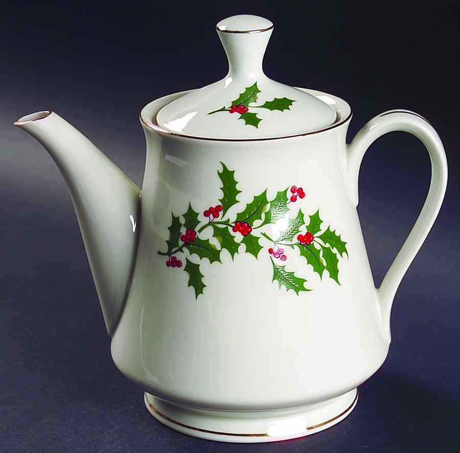 Ivory Holly Teapot & Lid by Ranmaru-1