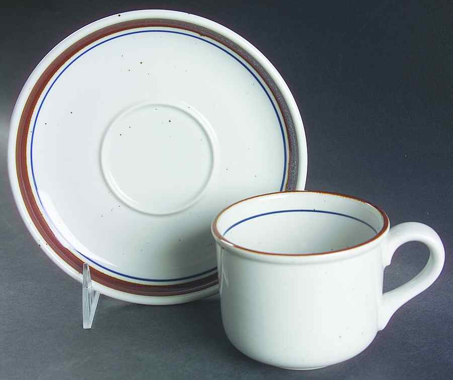 Potter's Choice Brown and Blue Flat Cup & Saucer Set by Ranmaru-1