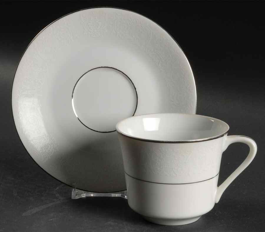 Silver Lace Flat Cup & Saucer Set by Ranmaru-1