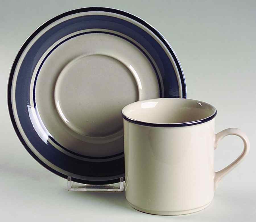 Trend Slate Blue Flat Cup & Saucer Set by Ranmaru-1