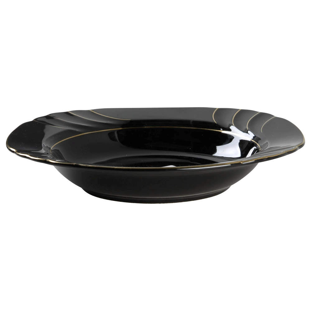Wave Golden Black Large Rim Soup Bowl by Ranmaru-1