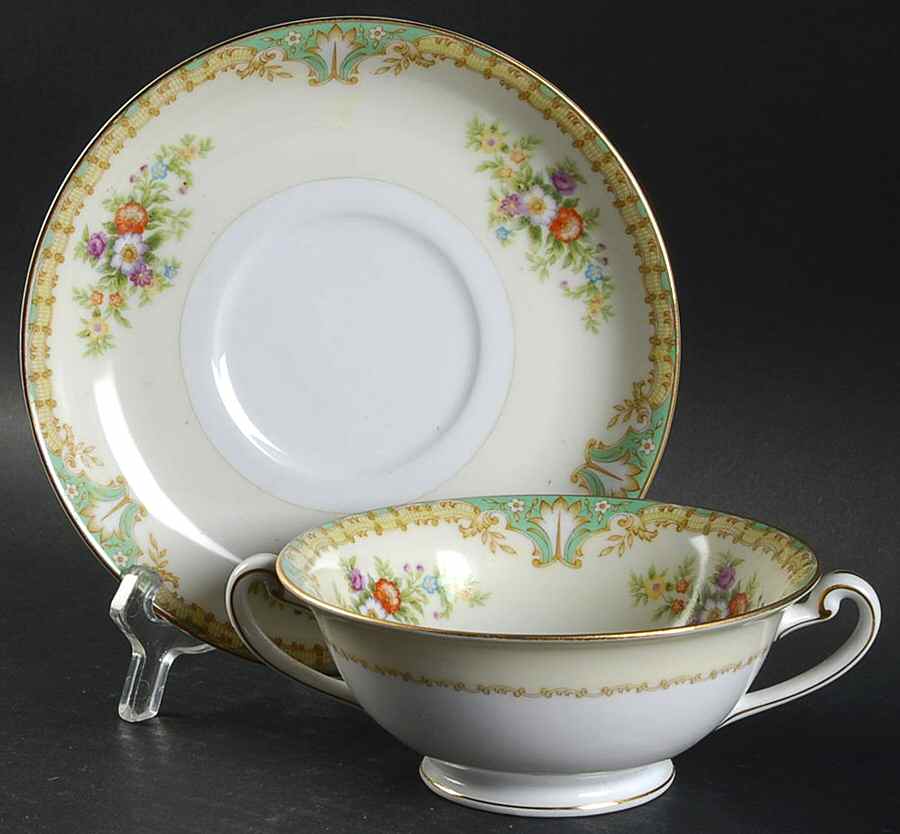 RNS2 Footed Cream Soup Bowl & Saucer Set by Ransom (Japan)-1