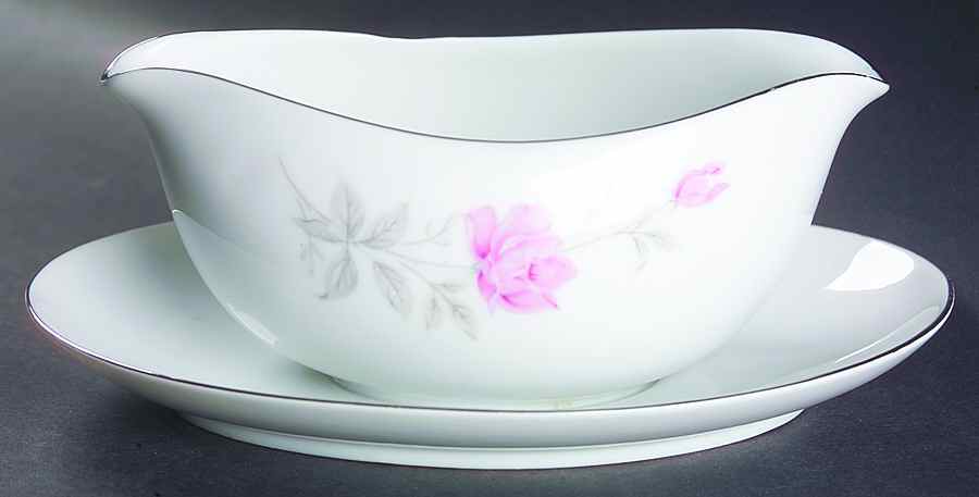 Arbor Rose Gravy Boat with Attached Underplate by Rose (Japan)-1