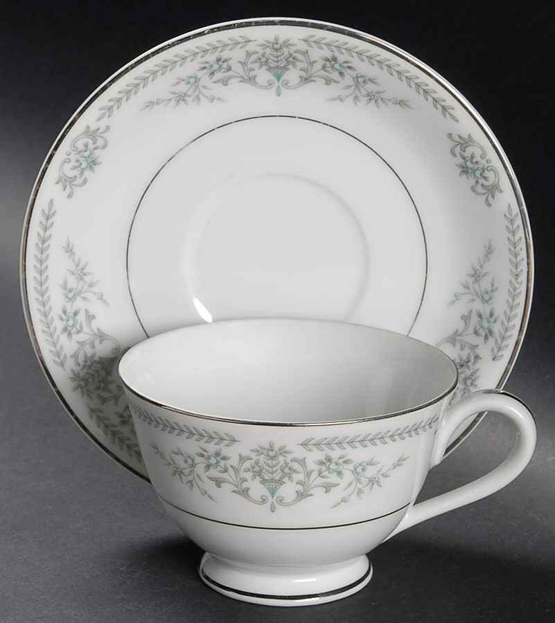 Brenda Footed Cup & Saucer Set by Rose (Japan)-1