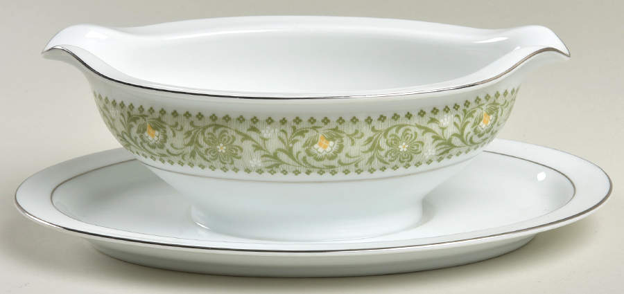 Chadwick Gravy Boat with Attached Underplate by Rose (Japan)-1