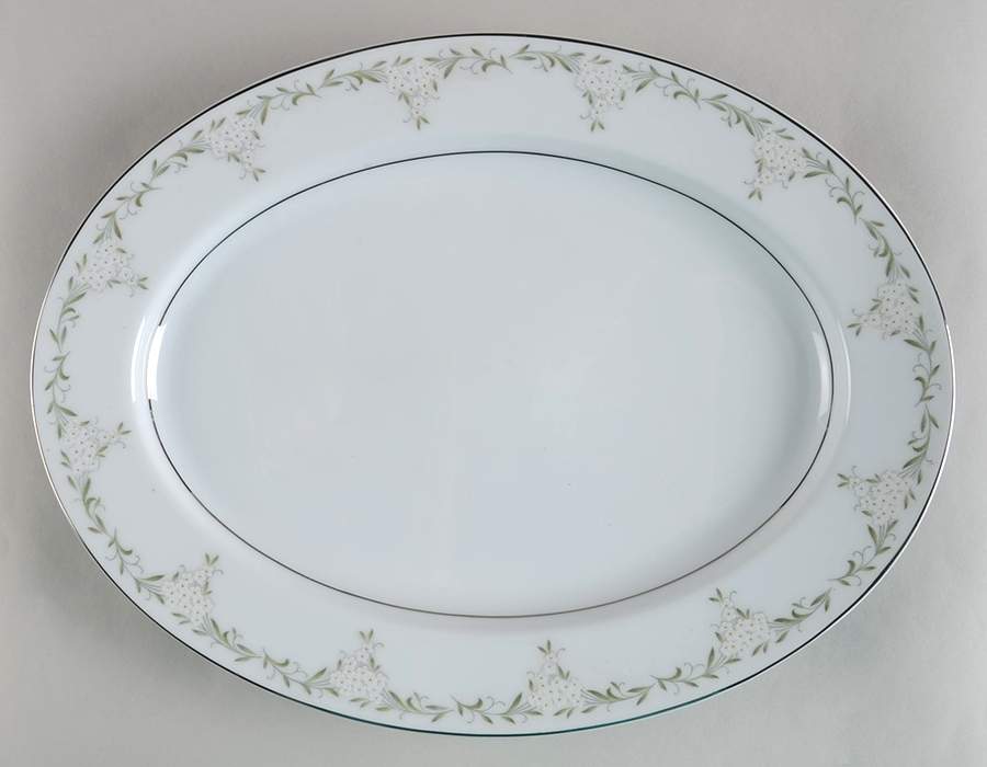 Elisa 13" Oval Serving Platter by Rose (Japan)-1