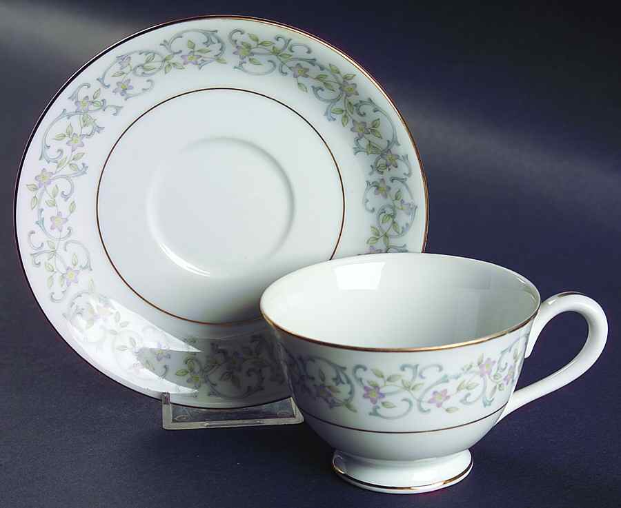 Fairview Footed Cup & Saucer Set by Rose (Japan)-1
