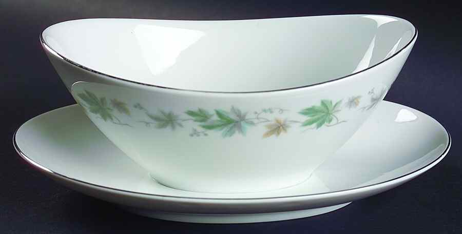 Fantasy Gravy Boat with Attached Underplate by Rose (Japan)-1