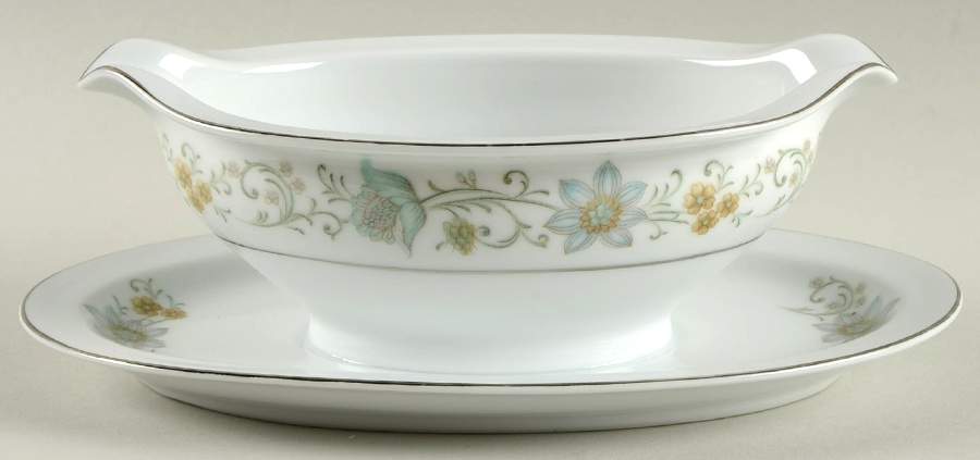 Floris Gravy Boat with Attached Underplate by Rose (Japan)-1