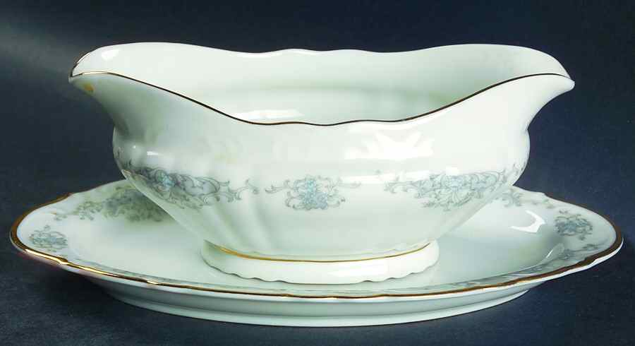 Florissant Gravy Boat & Underplate by Rose (Japan)-1