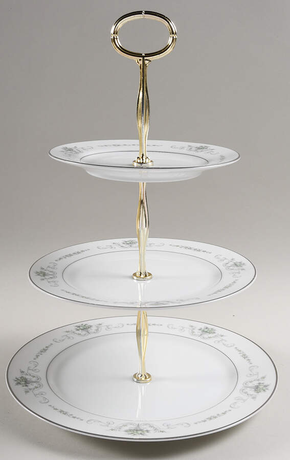 Gainsborough 13 7/8"-14 1/4" 3-Tiered Serving Tray(DP,SP,BB) HC by Rose (Japan)-1