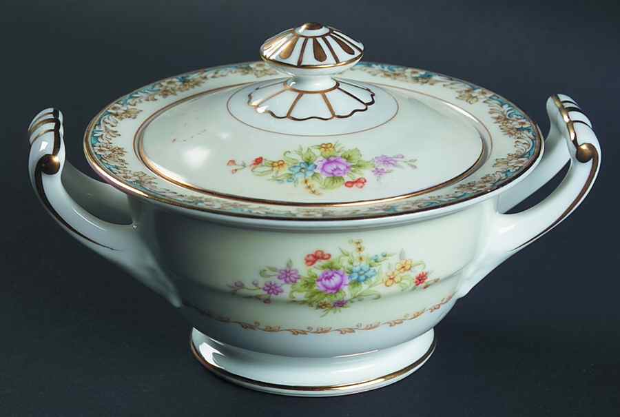 RO1 Sugar Bowl & Lid by Rose (Japan)-1