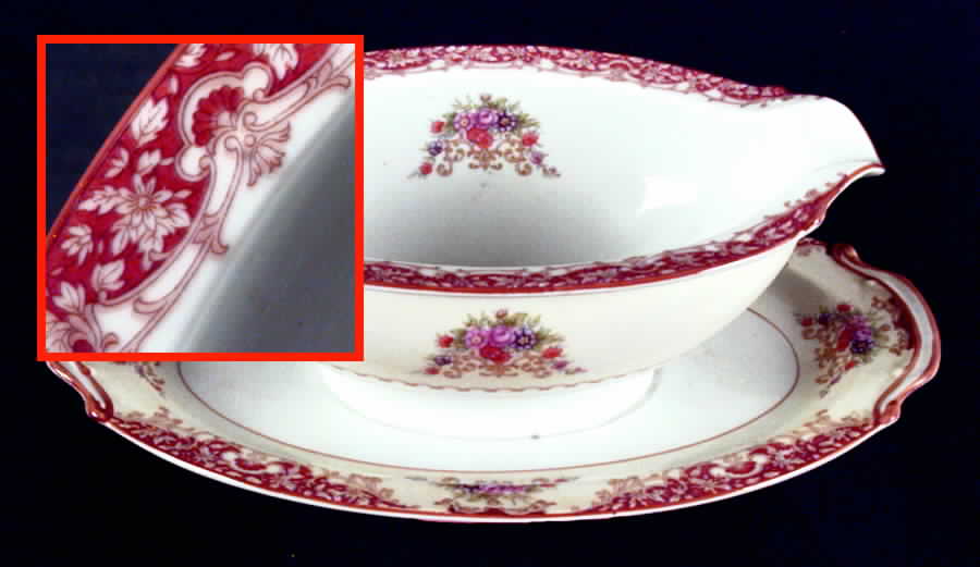 RO38 Gravy Boat with Attached Underplate by Rose (Japan)-1