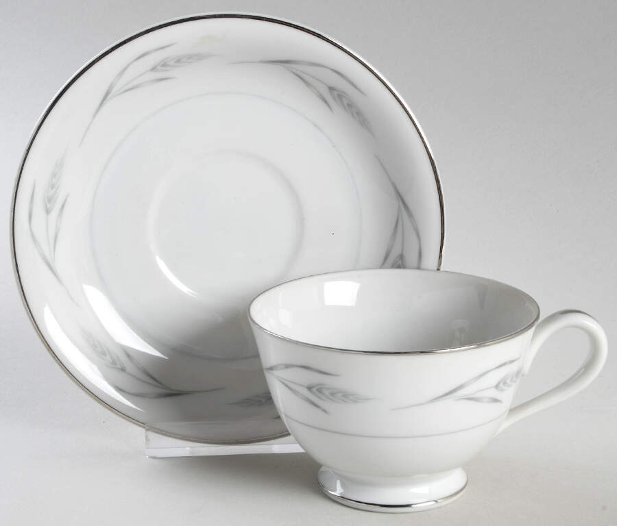 Serene Footed Cup & Saucer Set by Rose (Japan)-1
