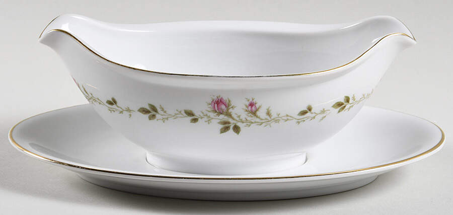 Sierra Rose Gravy Boat with Attached Underplate by Rose (Japan)-1