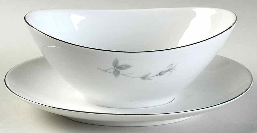 Singing Rose Gravy Boat with Attached Underplate by Rose (Japan)-1