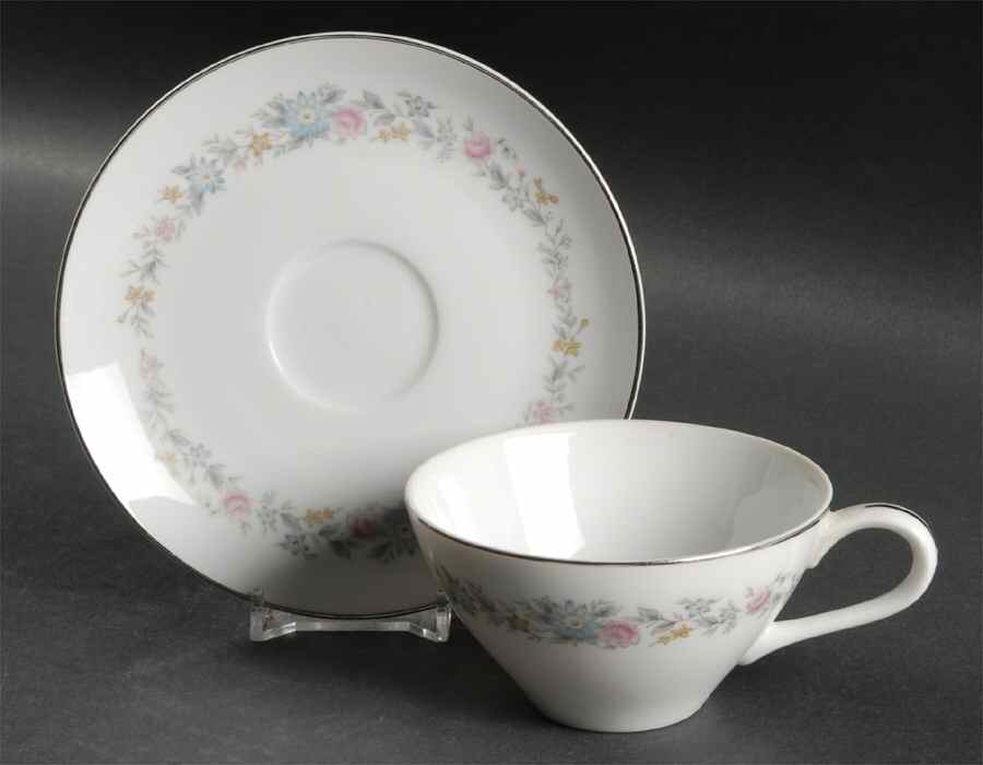 Spring Haven Flat Cup & Saucer Set by Rose (Japan)-1