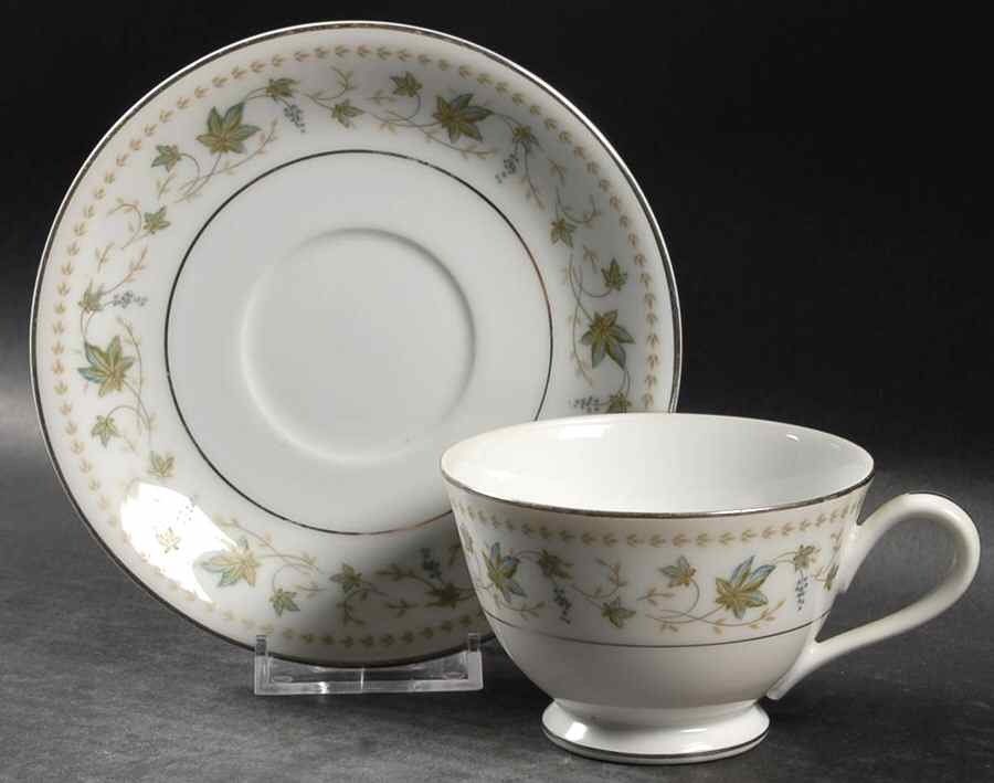 Springtime Footed Cup & Saucer Set by Rose (Japan)-1