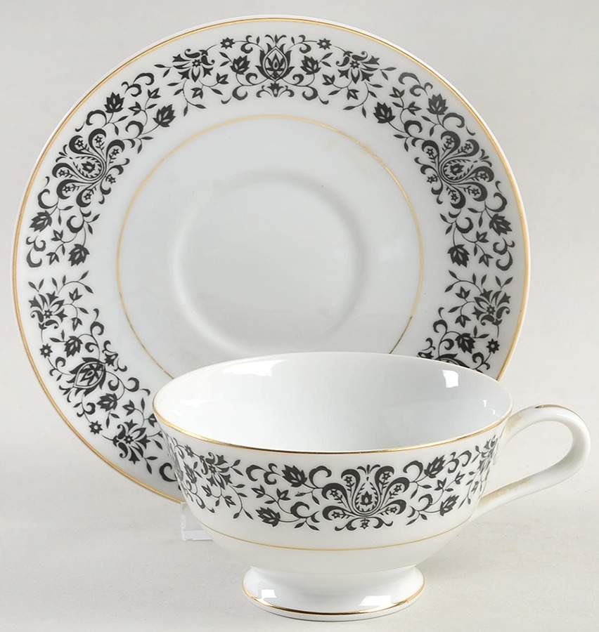 Strathmore Footed Cup & Saucer Set by Rose (Japan)-1