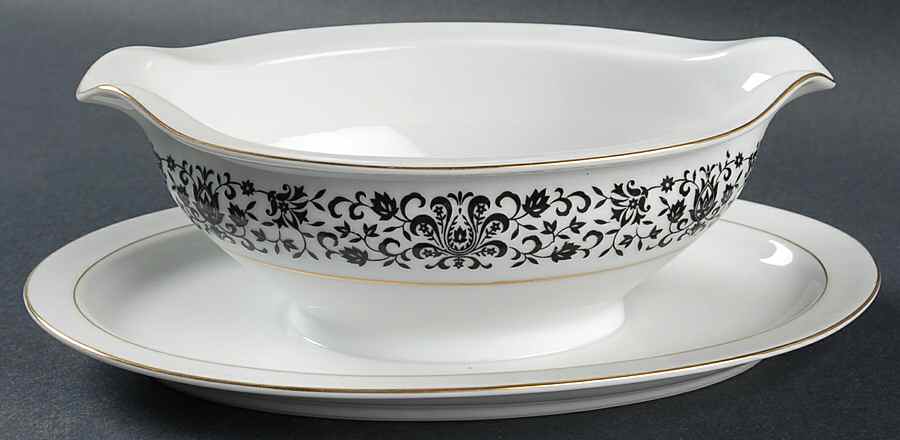 Strathmore Gravy Boat with Attached Underplate by Rose (Japan)-1