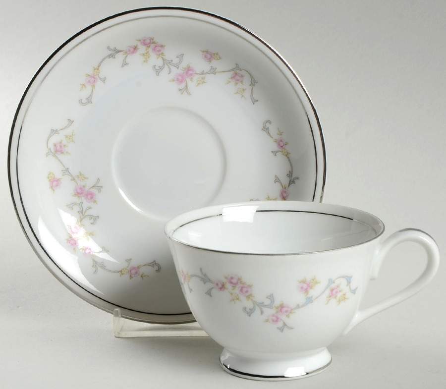Windham Footed Cup & Saucer Set by Rose (Japan)-1