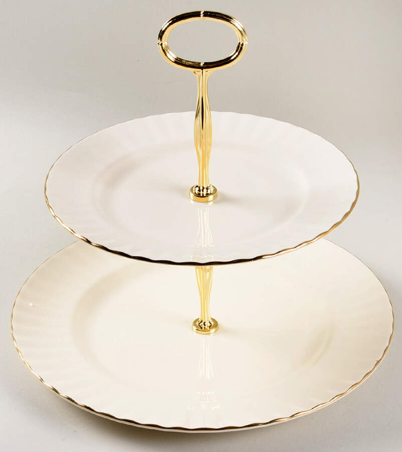 Affinity Gold 6 5/8"-10"  2 Tiered Serving Tray (Dp, Sp) HC by Royal Albert-1
