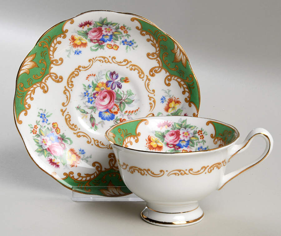 Albany Green Footed Cup & Saucer Set by Royal Albert-1