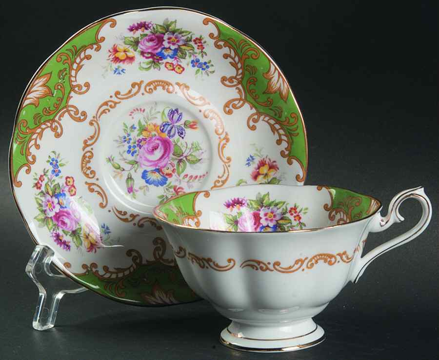 Albany Green Footed Cup & Saucer Set by Royal Albert-1