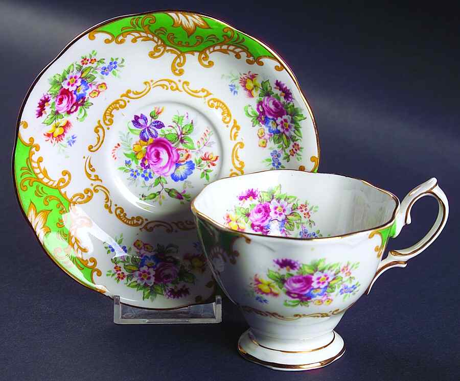 Albany Green Footed Cup & Saucer Set by Royal Albert-1