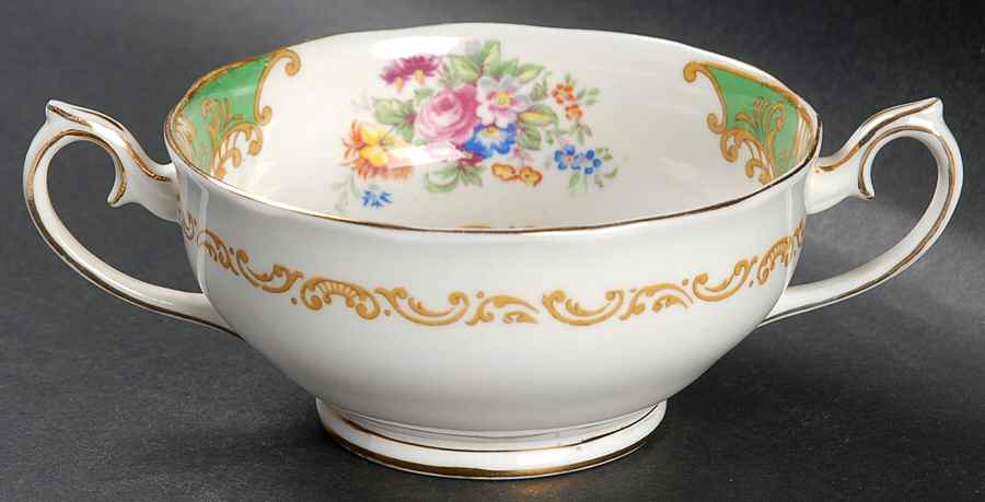 Albany Green Footed Cream Soup Bowl by Royal Albert-1