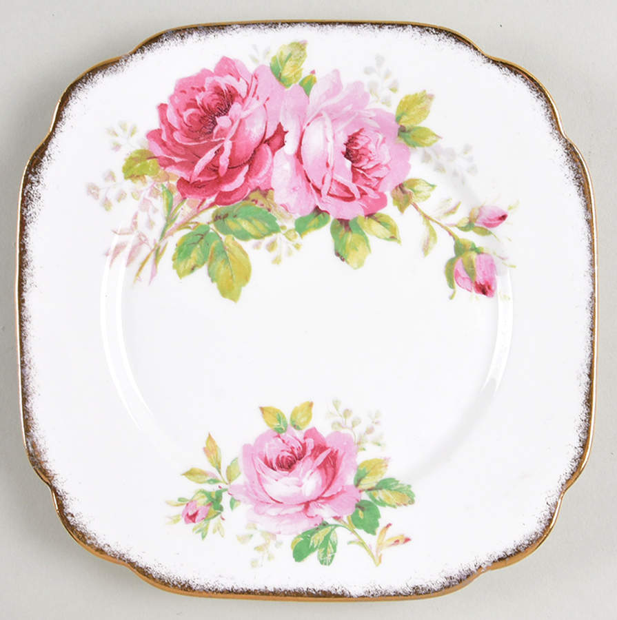 American Beauty (White Background) Square Dessert Plate by Royal Albert-1